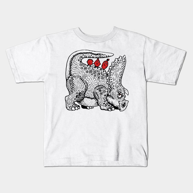 Triceratop collector of birds Kids T-Shirt by SimonFagio